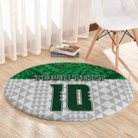 Custom Hawaii Volleyball-Kakau Motif Green Color Round Carpet LT03 - Polynesian Pride