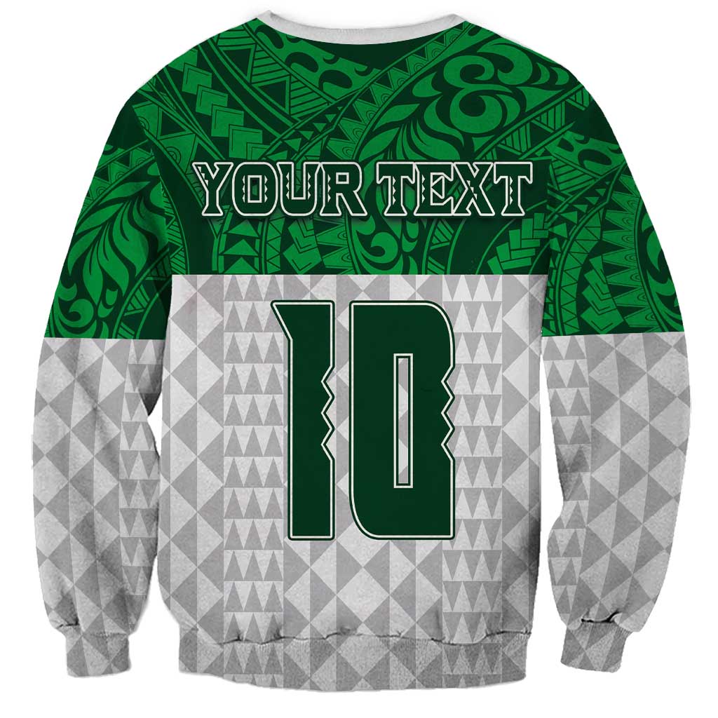 Custom Hawaii Volleyball-Kakau Motif Green Color Sweatshirt LT03 - Polynesian Pride