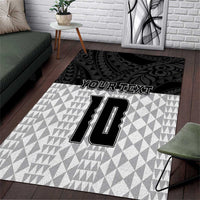Custom Hawaii Volleyball-Kakau Motif Grayscale Color Area Rug LT03 Black - Polynesian Pride