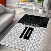 Custom Hawaii Volleyball-Kakau Motif Grayscale Color Area Rug LT03 - Polynesian Pride
