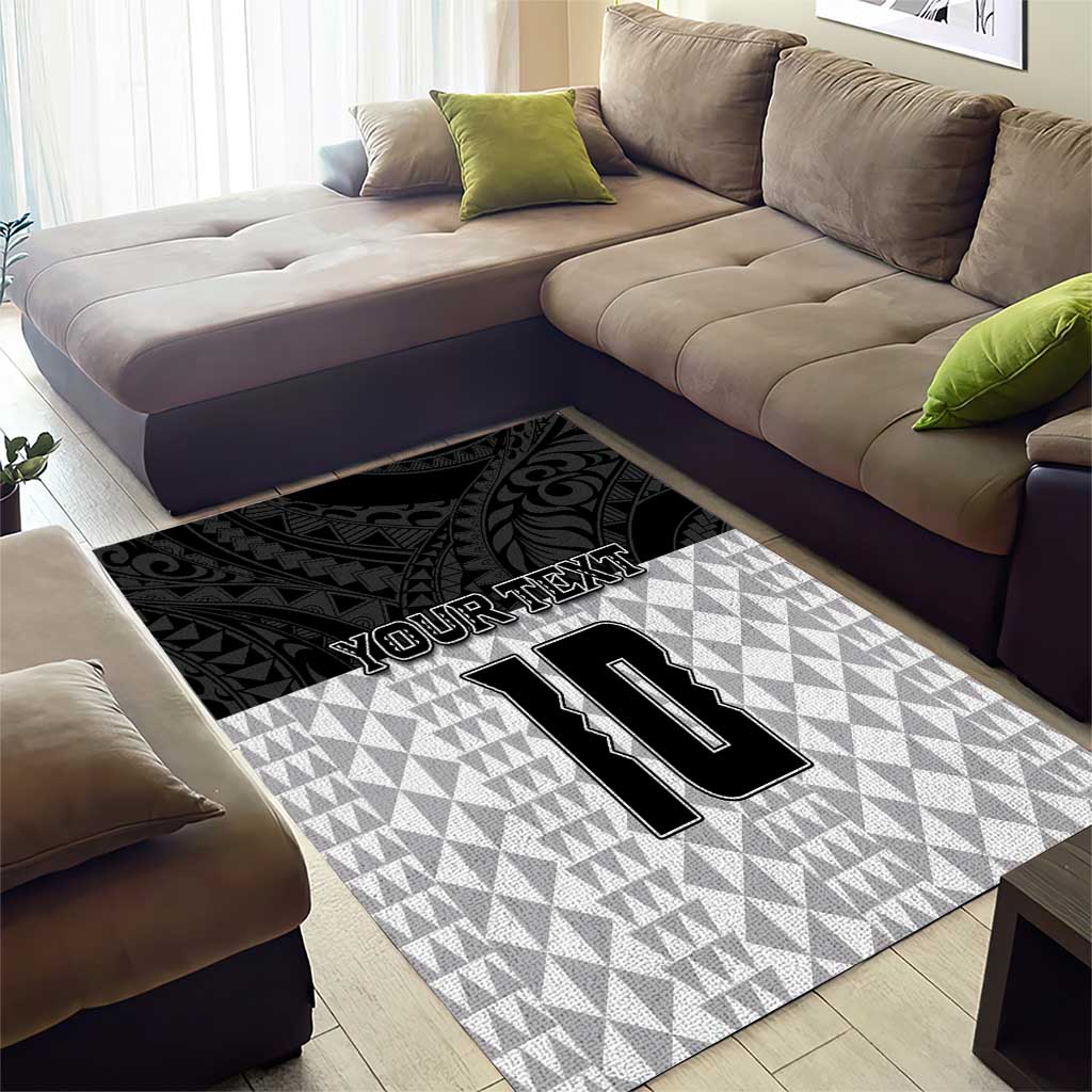 Custom Hawaii Volleyball-Kakau Motif Grayscale Color Area Rug LT03 - Polynesian Pride