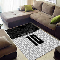 Custom Hawaii Volleyball-Kakau Motif Grayscale Color Area Rug LT03 - Polynesian Pride