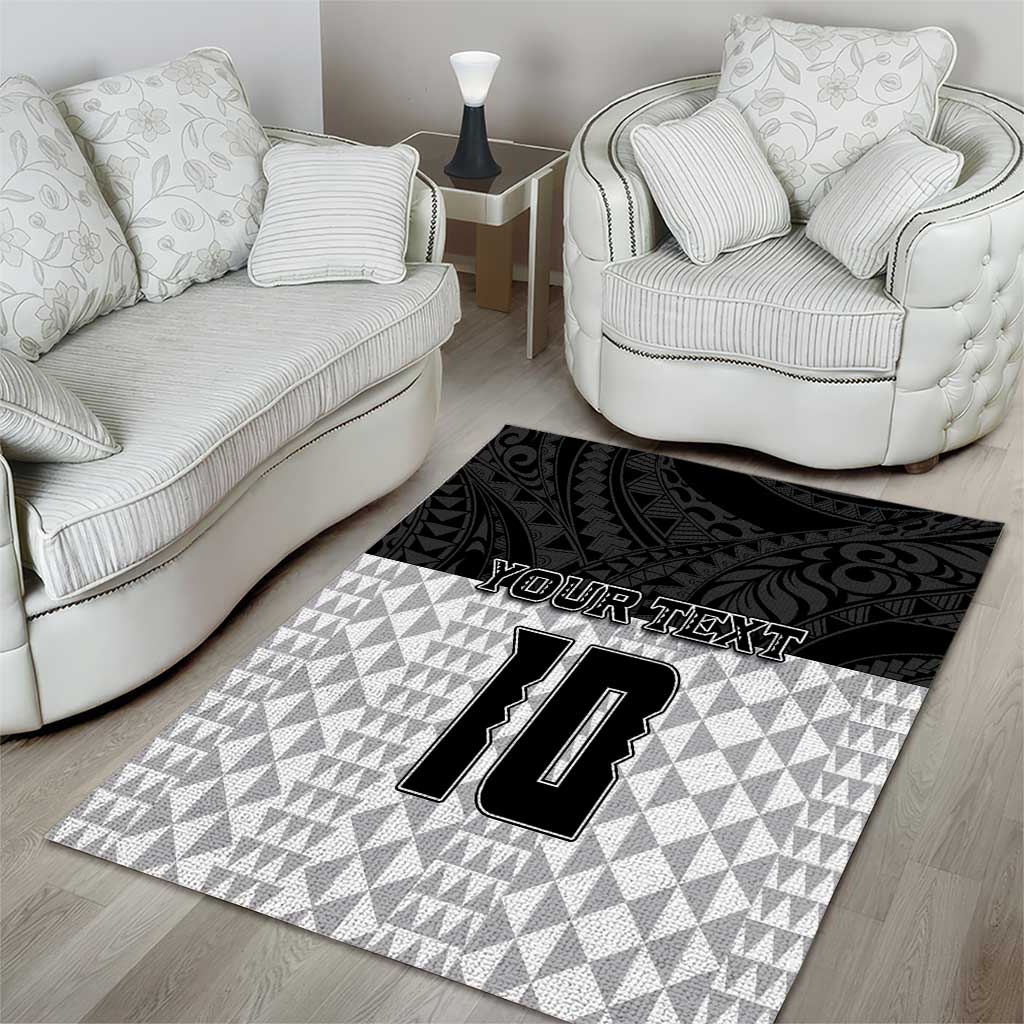 Custom Hawaii Volleyball-Kakau Motif Grayscale Color Area Rug LT03 - Polynesian Pride