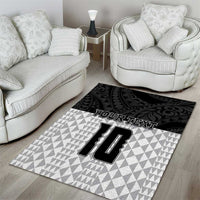 Custom Hawaii Volleyball-Kakau Motif Grayscale Color Area Rug LT03 - Polynesian Pride