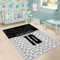 Custom Hawaii Volleyball-Kakau Motif Grayscale Color Area Rug LT03 - Polynesian Pride