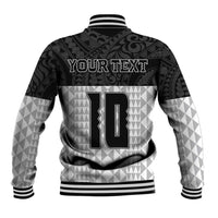 Custom Hawaii Volleyball-Kakau Motif Grayscale Color Baseball Jacket LT03 - Polynesian Pride