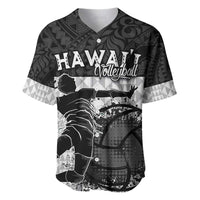 Custom Hawaii Volleyball-Kakau Motif Grayscale Color Baseball Jersey LT03 Black - Polynesian Pride