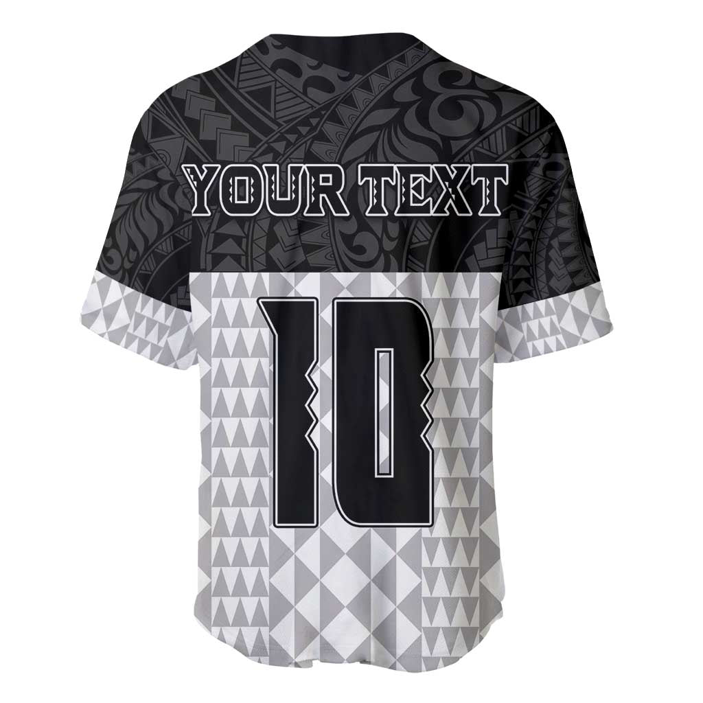 Custom Hawaii Volleyball-Kakau Motif Grayscale Color Baseball Jersey LT03 - Polynesian Pride