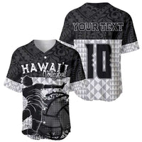 Custom Hawaii Volleyball-Kakau Motif Grayscale Color Baseball Jersey LT03 - Polynesian Pride