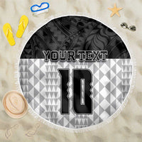 Custom Hawaii Volleyball-Kakau Motif Grayscale Color Beach Blanket LT03 One Size 150cm Black - Polynesian Pride