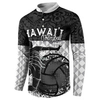 Custom Hawaii Volleyball-Kakau Motif Grayscale Color Button Sweatshirt LT03 - Polynesian Pride