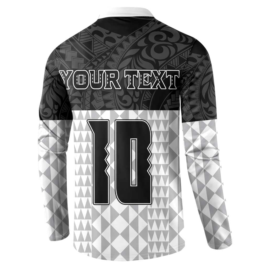 Custom Hawaii Volleyball-Kakau Motif Grayscale Color Button Sweatshirt LT03 - Polynesian Pride