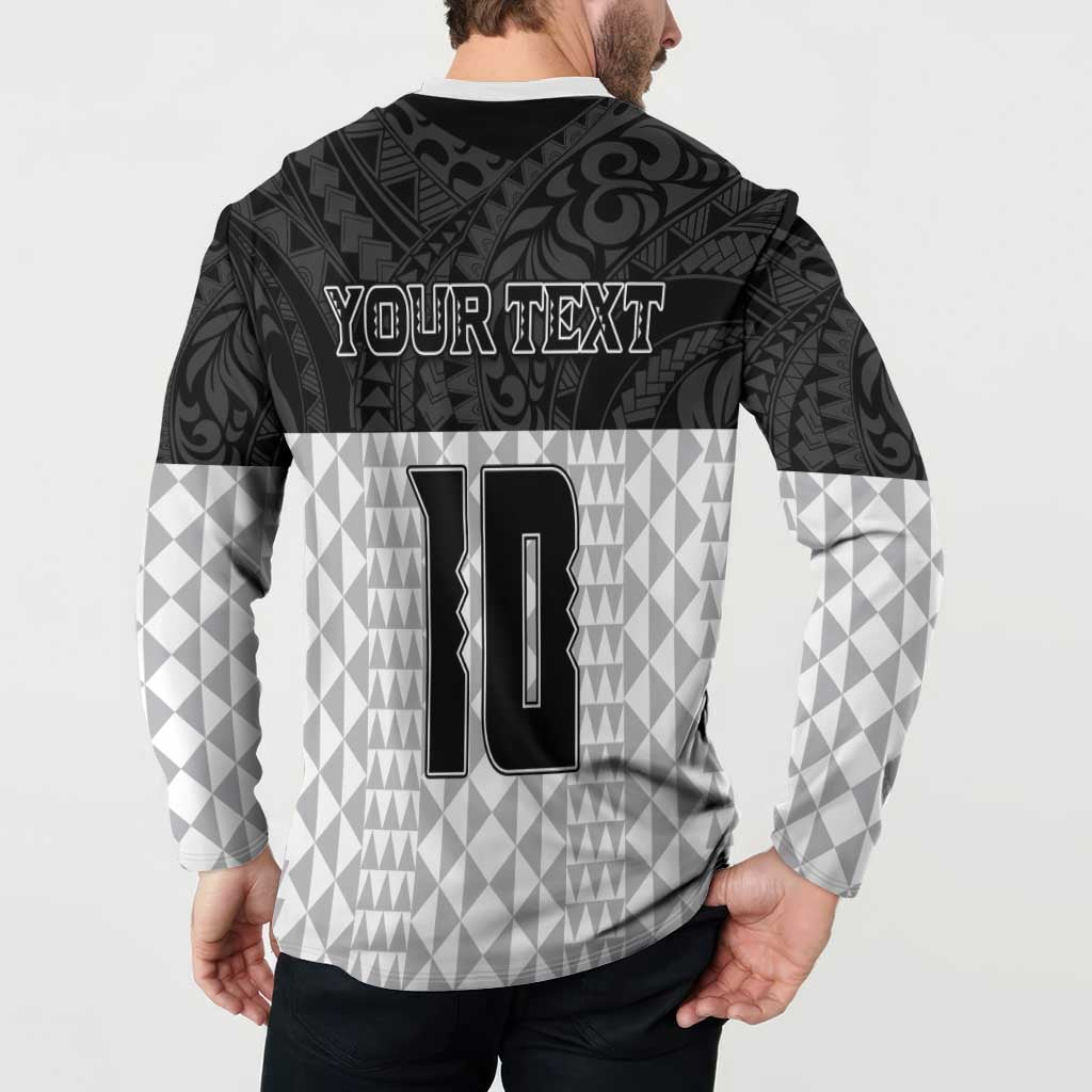 Custom Hawaii Volleyball-Kakau Motif Grayscale Color Button Sweatshirt LT03 - Polynesian Pride