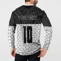 Custom Hawaii Volleyball-Kakau Motif Grayscale Color Button Sweatshirt LT03 - Polynesian Pride