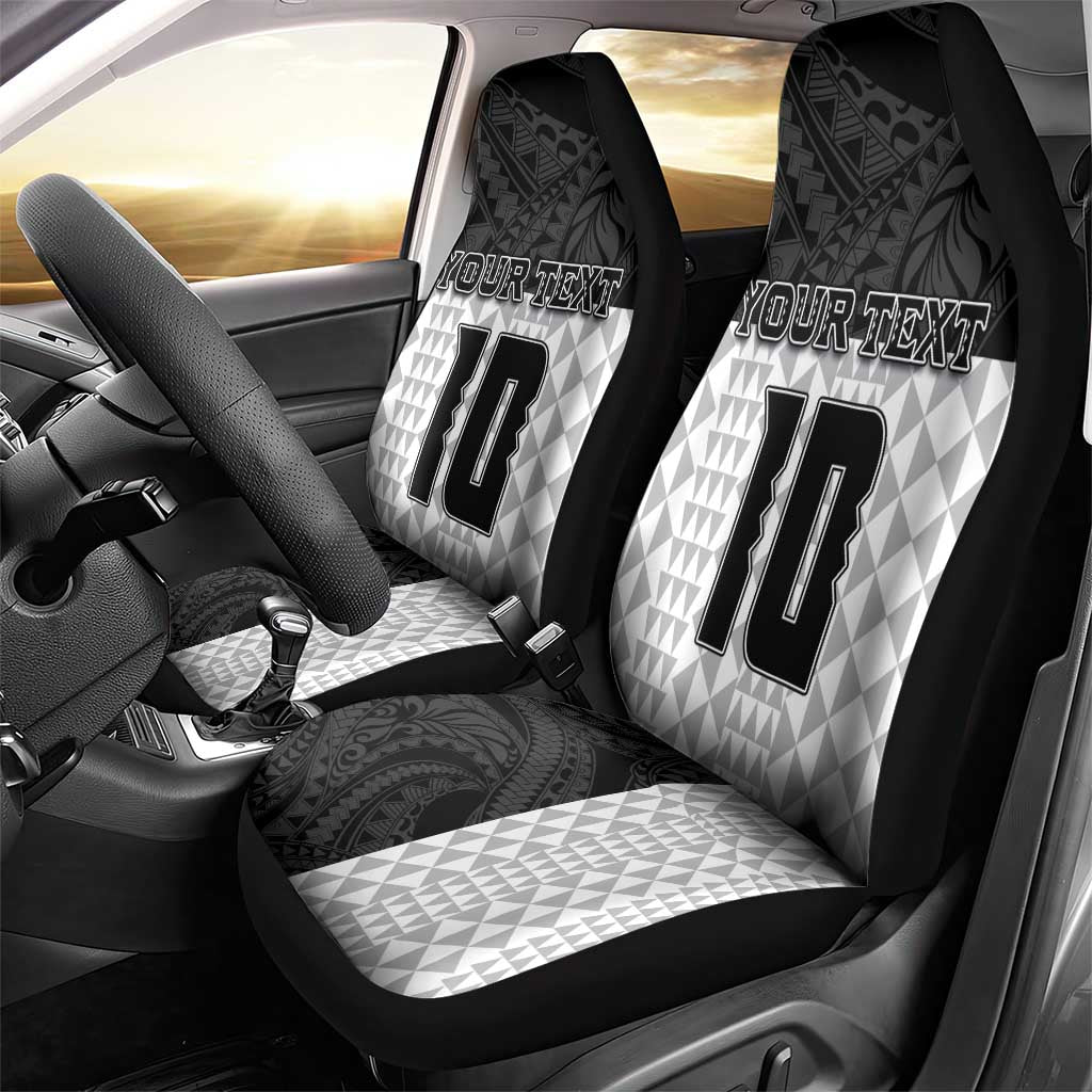 Custom Hawaii Volleyball-Kakau Motif Grayscale Color Car Seat Cover LT03 - Polynesian Pride
