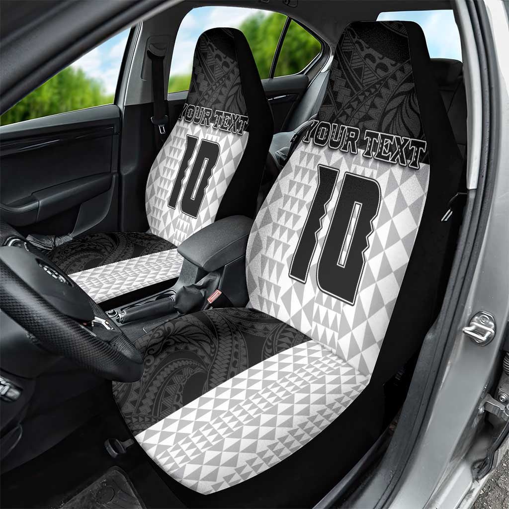 Custom Hawaii Volleyball-Kakau Motif Grayscale Color Car Seat Cover LT03 - Polynesian Pride
