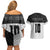 Custom Hawaii Volleyball-Kakau Motif Grayscale Color Couples Matching Off Shoulder Short Dress and Hawaiian Shirt