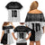 Custom Hawaii Volleyball-Kakau Motif Grayscale Color Family Matching Off Shoulder Short Dress and Hawaiian Shirt