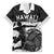 Custom Hawaii Volleyball-Kakau Motif Grayscale Color Family Matching Off Shoulder Short Dress and Hawaiian Shirt