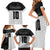 Custom Hawaii Volleyball-Kakau Motif Grayscale Color Family Matching Short Sleeve Bodycon Dress and Hawaiian Shirt