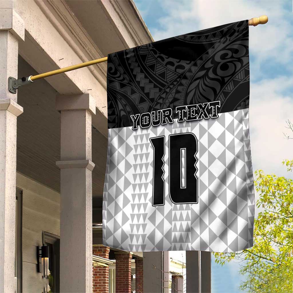 Custom Hawaii Volleyball-Kakau Motif Grayscale Color Garden Flag LT03 House Flag Black - Polynesian Pride