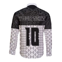 Custom Hawaii Volleyball-Kakau Motif Grayscale Color Long Sleeve Button Shirt LT03 - Polynesian Pride