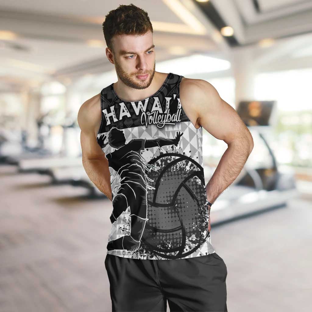 Custom Hawaii Volleyball-Kakau Motif Grayscale Color Men Tank Top LT03 Black - Polynesian Pride