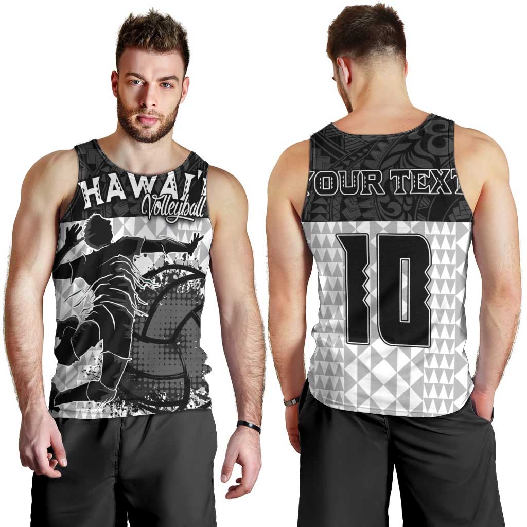 Custom Hawaii Volleyball-Kakau Motif Grayscale Color Men Tank Top LT03 - Polynesian Pride