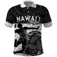 Custom Hawaii Volleyball-Kakau Motif Grayscale Color Polo Shirt LT03 Black - Polynesian Pride