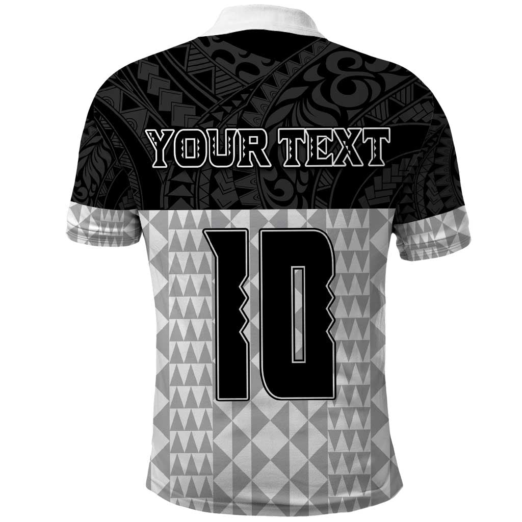Custom Hawaii Volleyball-Kakau Motif Grayscale Color Polo Shirt LT03 - Polynesian Pride