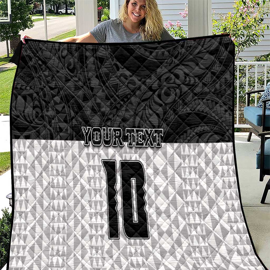 Custom Hawaii Volleyball-Kakau Motif Grayscale Color Quilt LT03 Black - Polynesian Pride
