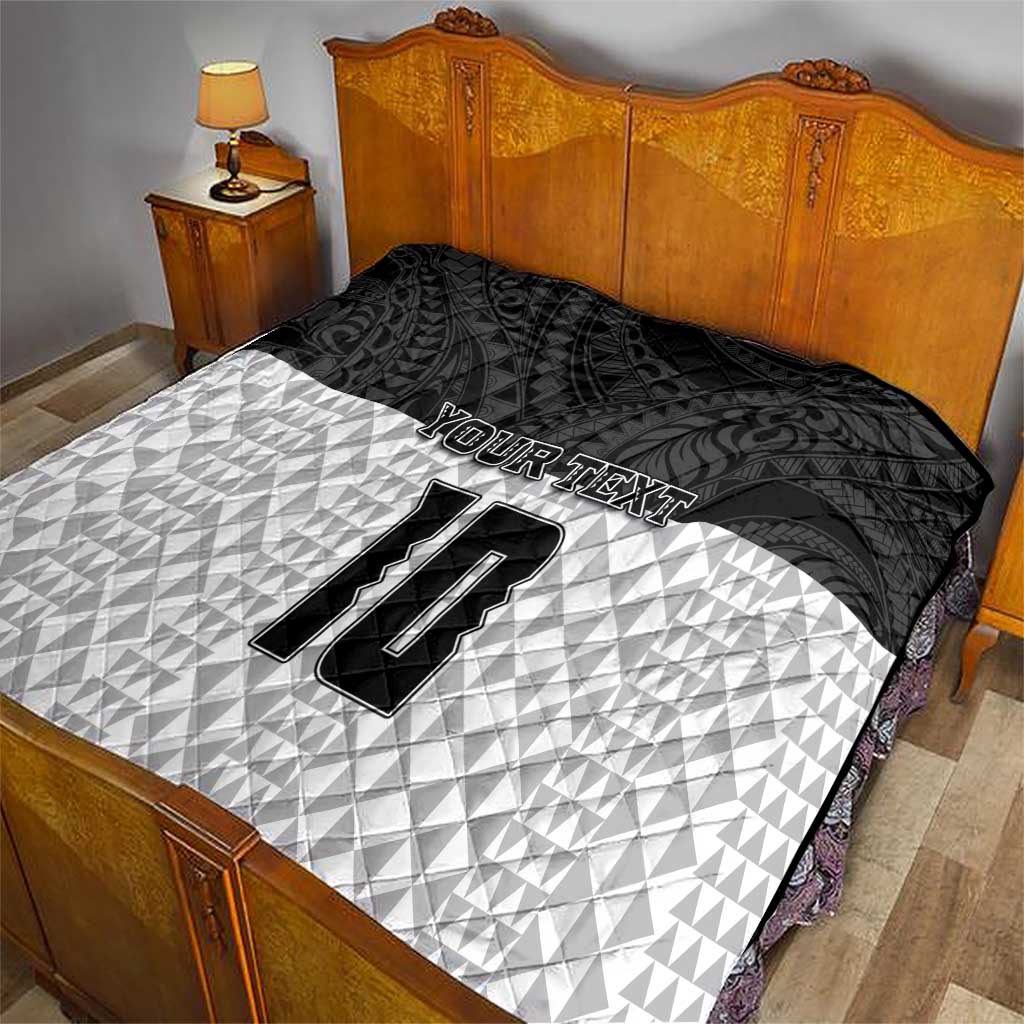 Custom Hawaii Volleyball-Kakau Motif Grayscale Color Quilt LT03 - Polynesian Pride