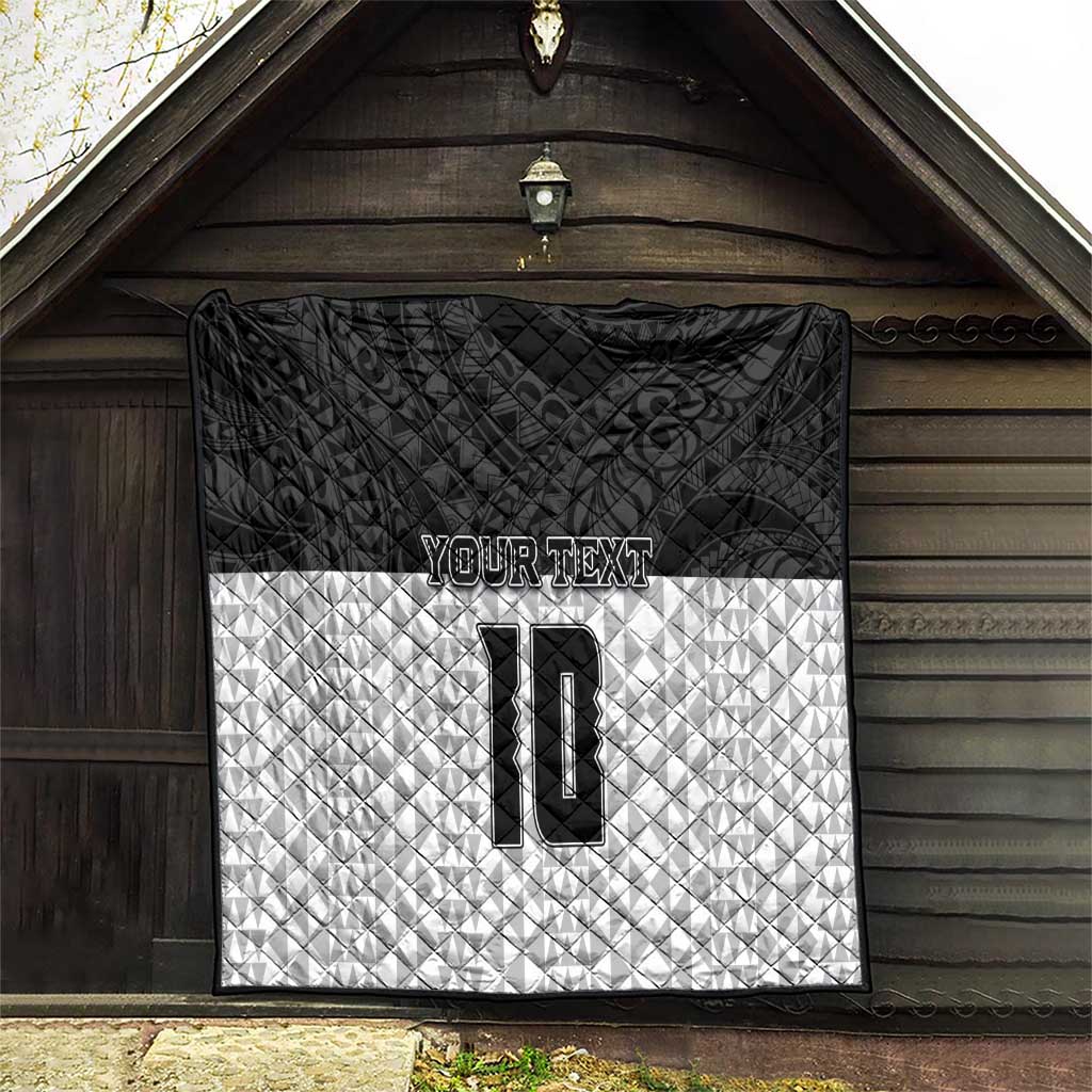 Custom Hawaii Volleyball-Kakau Motif Grayscale Color Quilt LT03 - Polynesian Pride