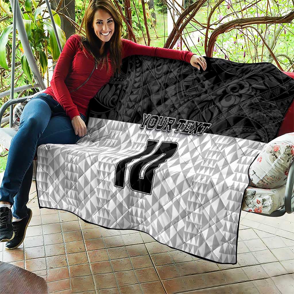 Custom Hawaii Volleyball-Kakau Motif Grayscale Color Quilt LT03 - Polynesian Pride
