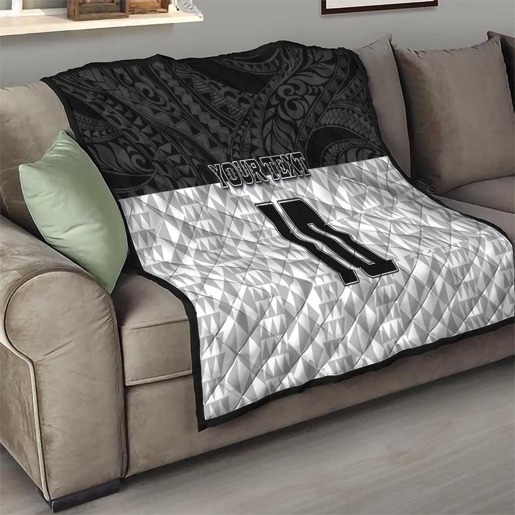 Custom Hawaii Volleyball-Kakau Motif Grayscale Color Quilt LT03 - Polynesian Pride