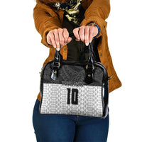 Custom Hawaii Volleyball-Kakau Motif Grayscale Color Shoulder Handbag LT03 One Size Black - Polynesian Pride