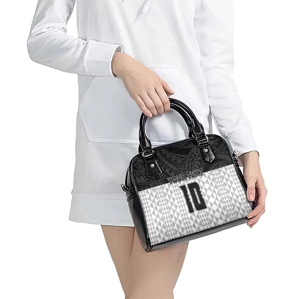 Custom Hawaii Volleyball-Kakau Motif Grayscale Color Shoulder Handbag LT03 - Polynesian Pride