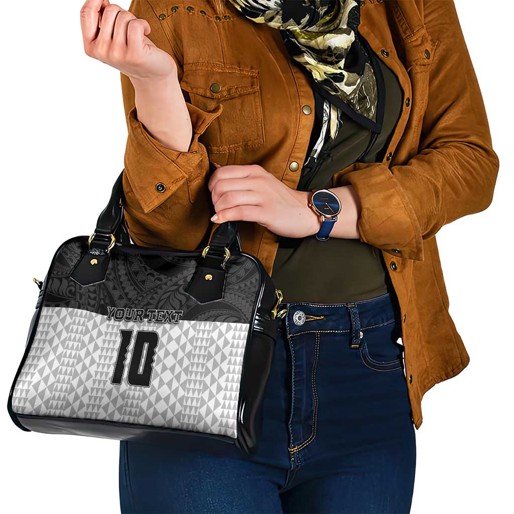 Custom Hawaii Volleyball-Kakau Motif Grayscale Color Shoulder Handbag LT03 - Polynesian Pride