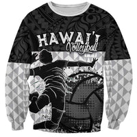 Custom Hawaii Volleyball-Kakau Motif Grayscale Color Sweatshirt LT03 Unisex Black - Polynesian Pride