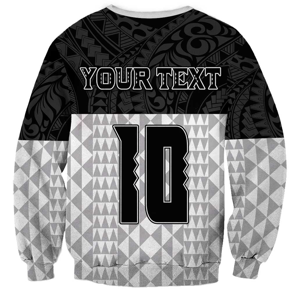 Custom Hawaii Volleyball-Kakau Motif Grayscale Color Sweatshirt LT03 - Polynesian Pride