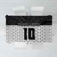 Custom Hawaii Volleyball-Kakau Motif Grayscale Color Tablecloth LT03 Black - Polynesian Pride