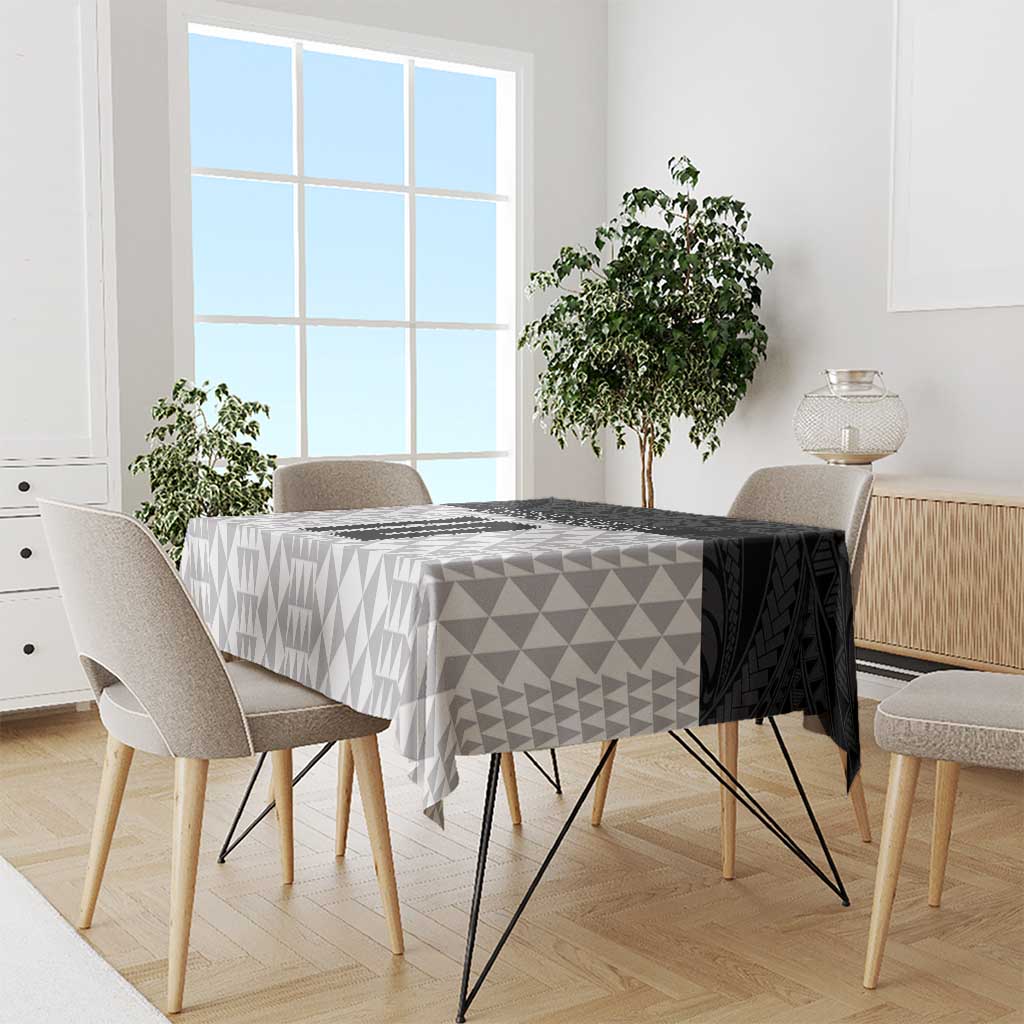 Custom Hawaii Volleyball-Kakau Motif Grayscale Color Tablecloth LT03 - Polynesian Pride