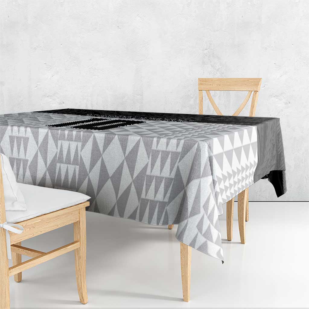 Custom Hawaii Volleyball-Kakau Motif Grayscale Color Tablecloth LT03 - Polynesian Pride