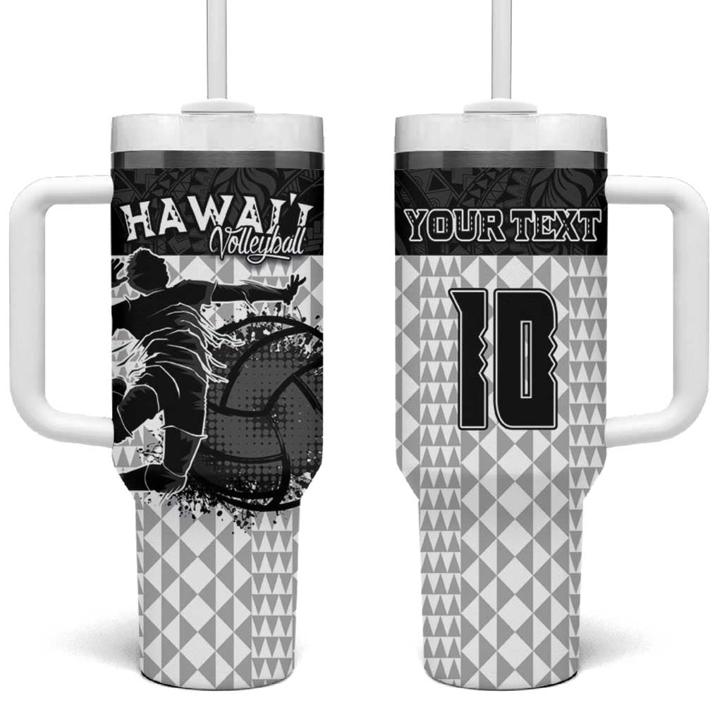 Custom Hawaii Volleyball-Kakau Motif Grayscale Color Tumbler With Handle LT03 One Size: 40 oz Black - Polynesian Pride