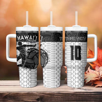 Custom Hawaii Volleyball-Kakau Motif Grayscale Color Tumbler With Handle LT03 - Polynesian Pride