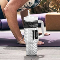 Custom Hawaii Volleyball-Kakau Motif Grayscale Color Tumbler With Handle LT03 - Polynesian Pride
