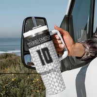 Custom Hawaii Volleyball-Kakau Motif Grayscale Color Tumbler With Handle LT03 - Polynesian Pride