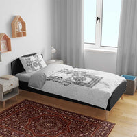 Philippines Barong Style Bedding Set with Polynesian Art and Leaf Motif Black-White Color LT03 - Polynesian Pride