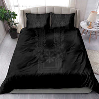 Philippines Barong Style Bedding Set with Polynesian Art and Leaf Motif Black Color LT03 - Polynesian Pride