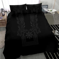 Philippines Barong Style Bedding Set with Polynesian Art and Leaf Motif Black Color LT03 - Polynesian Pride